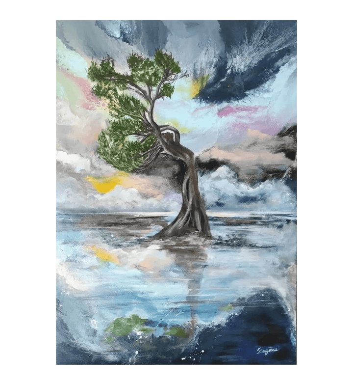tree of Life 70 x 100 cm boyutlarında akrilik boya ile çalışılmıştır. tree of Life - hiandco.com.tr Yağmur Barkalı