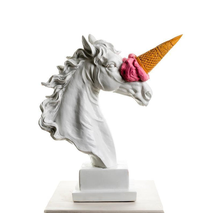Unicorn Horse Pink Ice Cream Tasarım Alçı ve Polyester Heykel- Pera Heyhel