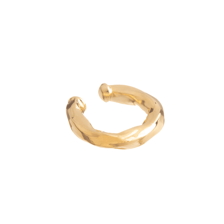 Gold Basic Earcuff Yüzeyi eğimli, kalın ve kulağı saran bir modeldir. 925 ayar gümüş üzeri saf altın kaplamadır. Üzerinde kullanılan taşların cinsi zirkondur. İstenirse halkası sade hali ile de kullanılabilir. Boyutlar: çapı: 1,2 cm Malzeme: 925 ayar gümü